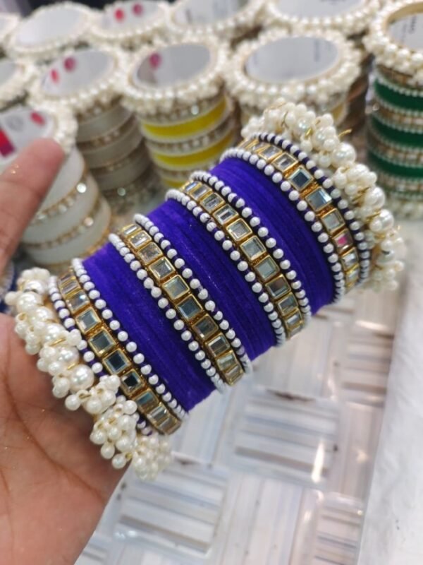 New Fancy Bridal Set, Metal Velvet Bangles