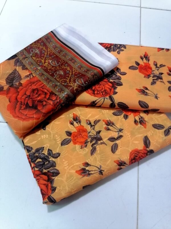 ZE Swiss Lawn shirt print chiffon 3 peace - Image 4