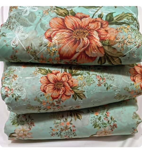 ZE Swiss Lawn shirt print chiffon 3 peace - Image 7
