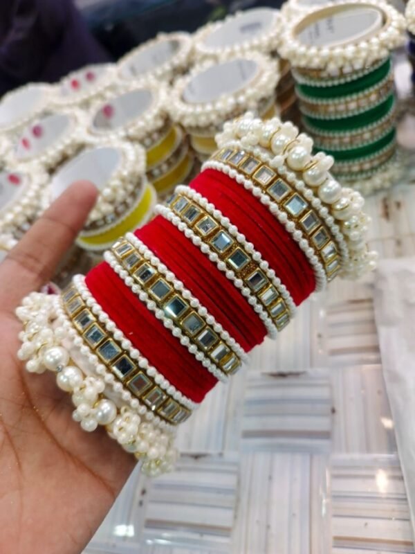 New Fancy Bridal Set, Metal Velvet Bangles - Image 2