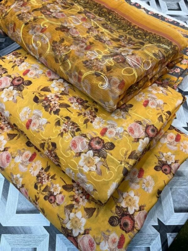 ZE Swiss Lawn shirt print chiffon 3 peace - Image 8