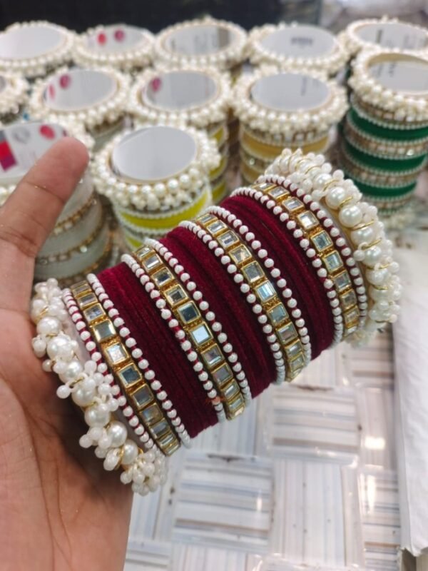 New Fancy Bridal Set, Metal Velvet Bangles - Image 3