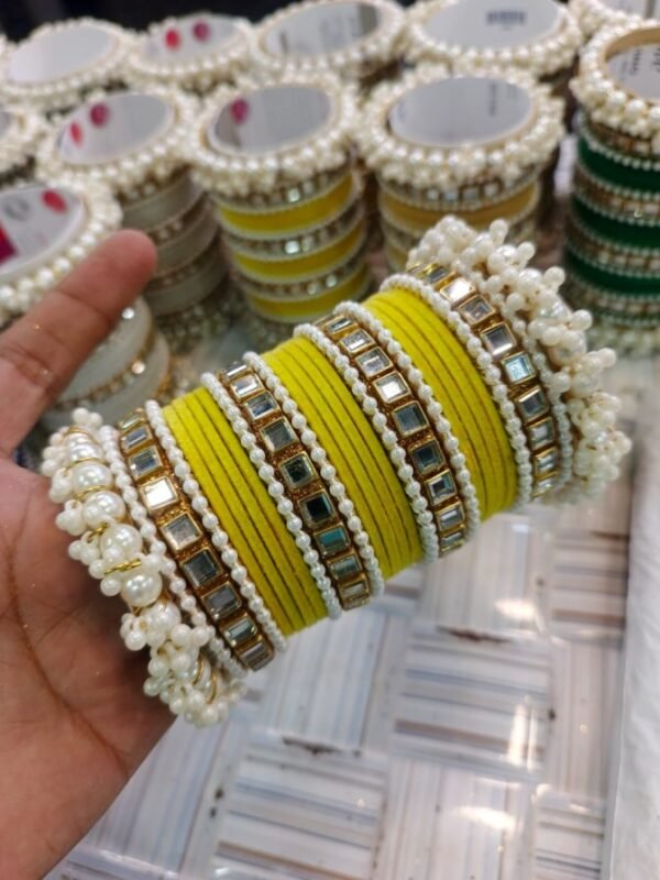New Fancy Bridal Set, Metal Velvet Bangles - Image 4