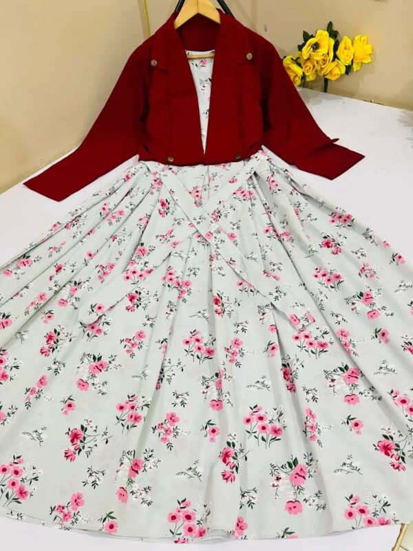 New Arrival Western Demanded printed Flowers  Coat maxi - Image 2