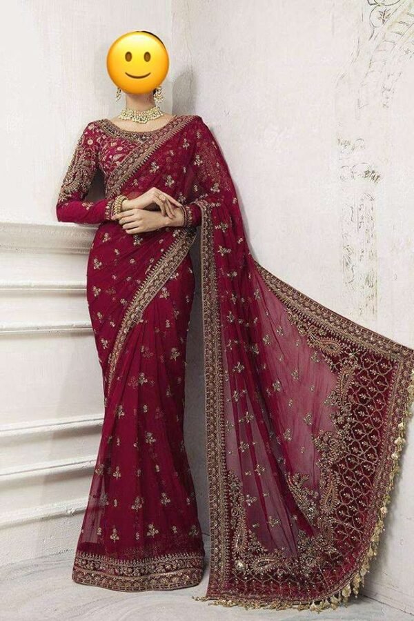 Maria b saree wedding collection 2023 4 colours available - Image 4