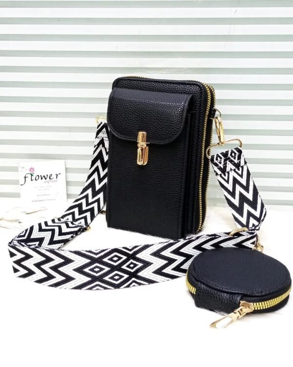 Luxury Triple Pocket Crossbody Bag With Mini Pouch - Image 5